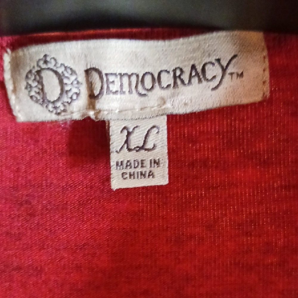Democracy Women's Red Blouse with Lace-Up Neckline - Picture 2 of 7